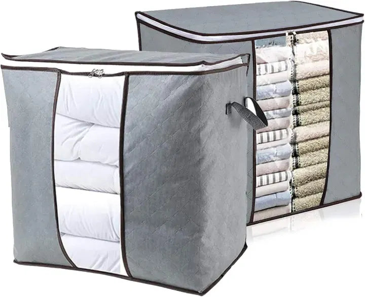 Premium Quilted Storage Bag – Space-Saving Fabric Organizer with Durable Handles for Clothes & Bedding
