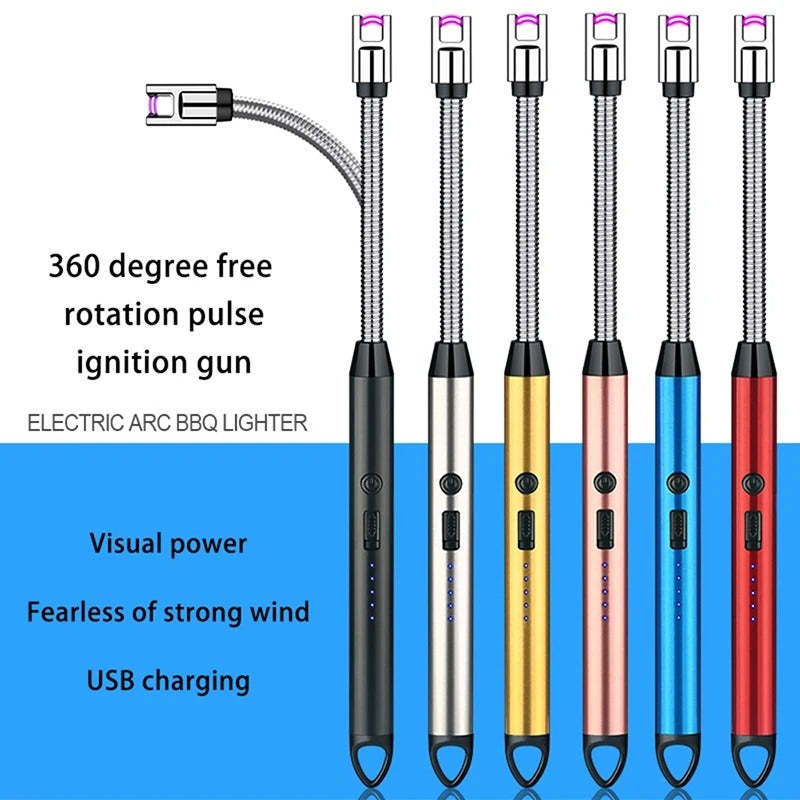 Rechargeable USB Electric Arc Lighter – Long Neck Kitchen Lighter for Gas Stove, Candles & BBQ (Windproof & Flameless)