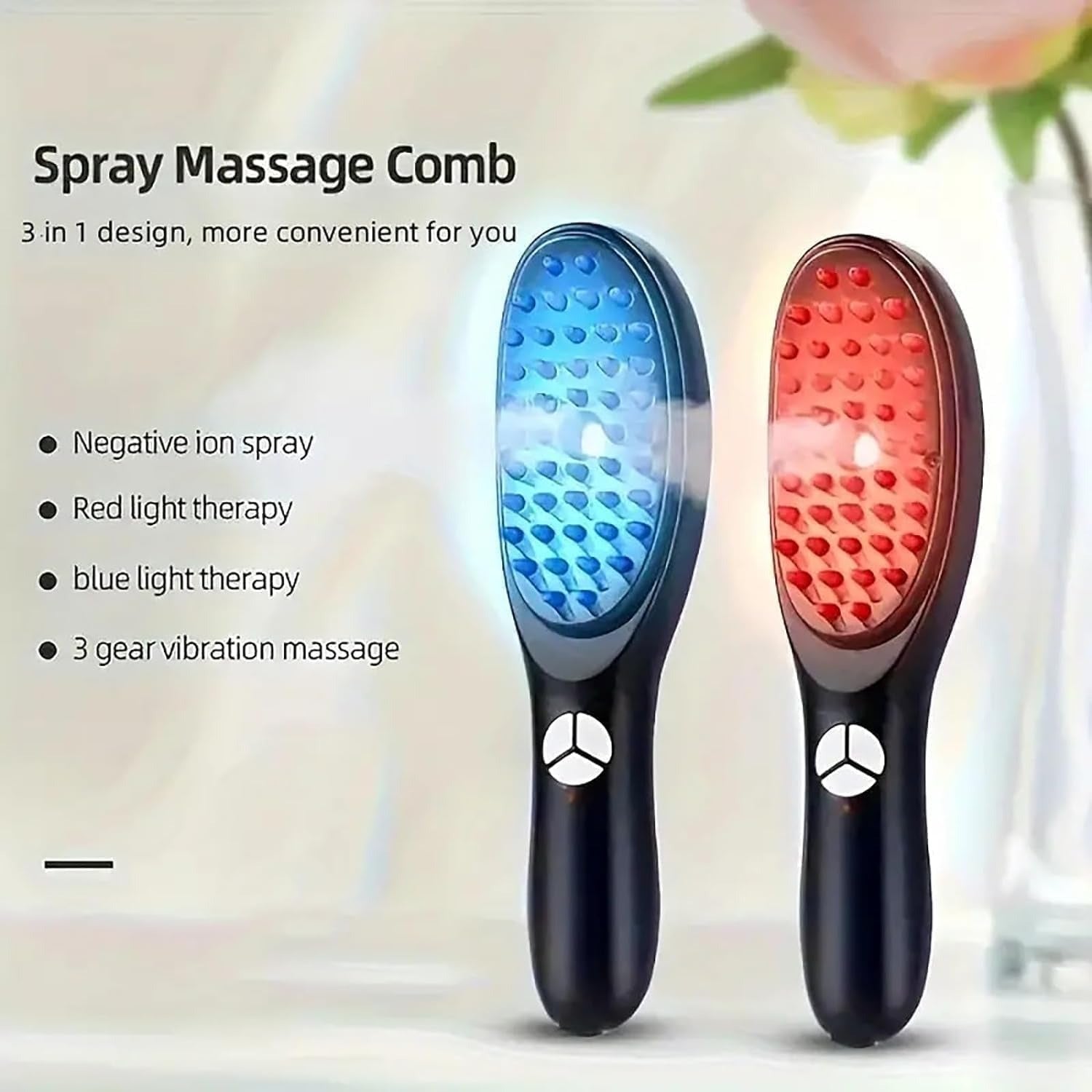 TheraBrush 5-in-1 Hair Growth Steamer Comb – Red & Blue Light Therapy Anti-Hairfall Scalp Massager (Rechargeable)